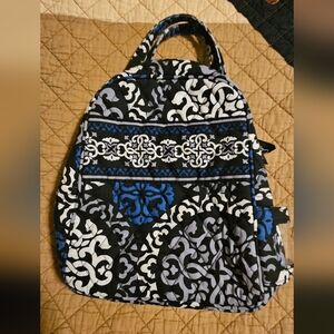 Vera Bradley Retired Cantebury Cobolt Black and Blue Patterned Lunch Bag
